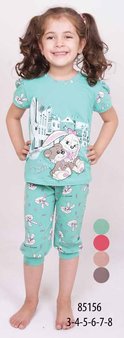 Пижамы для девочек ( с бриджами/короткий рукав) 85156