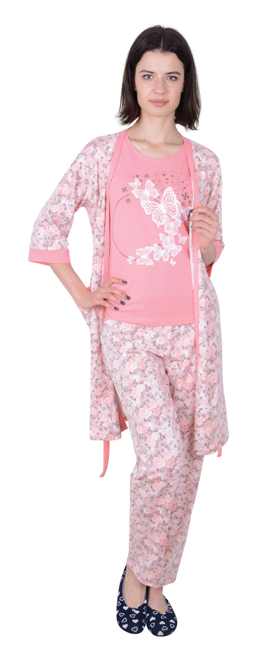 Пижамы для женщин с брюками (длинный рукав/с халатом) 91815