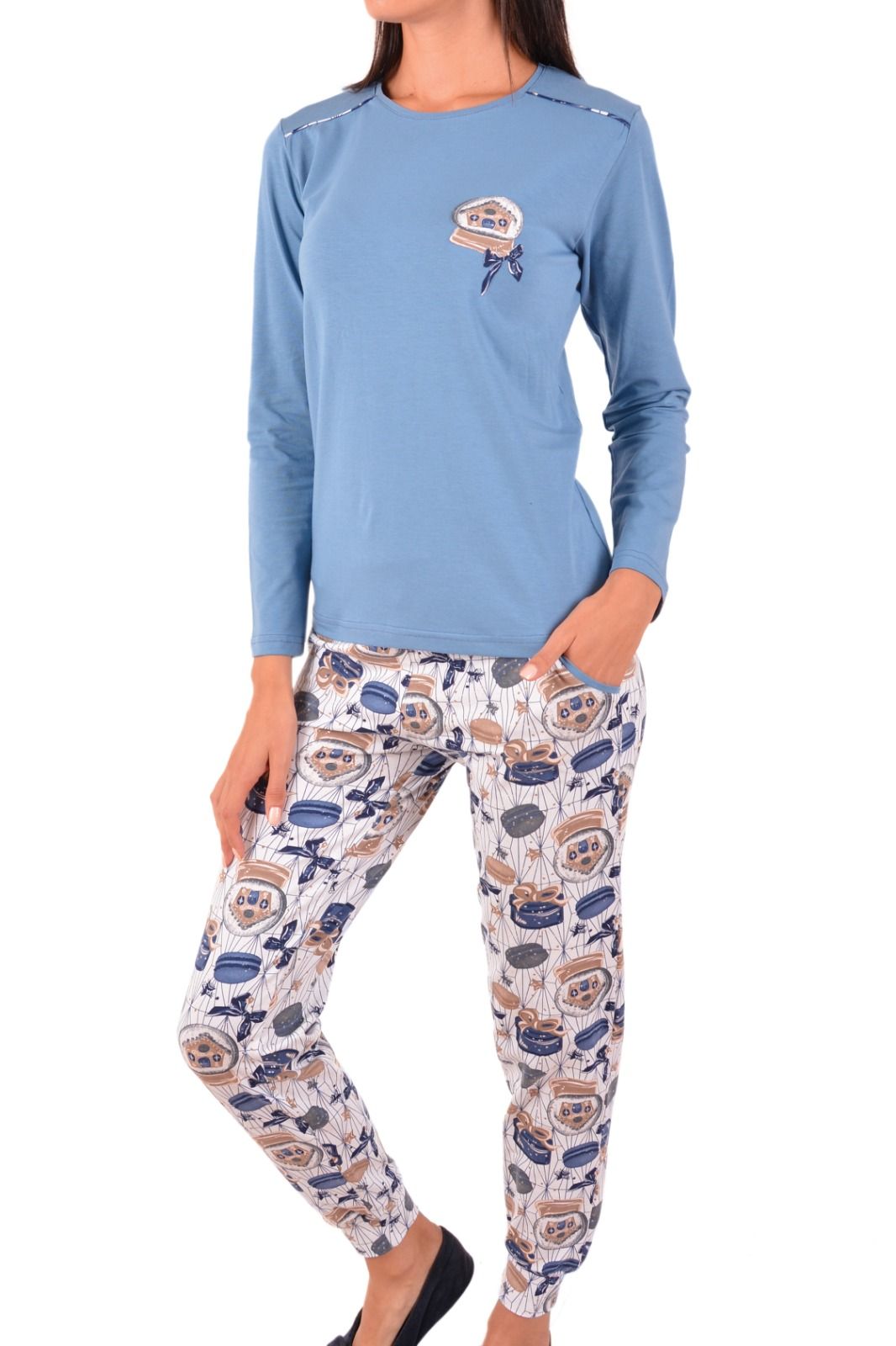 Пижамы для женщин с брюками (длинный рукав) 96276			