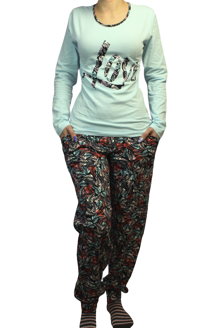Пижамы для женщин с брюками (длинный рукав) 96080