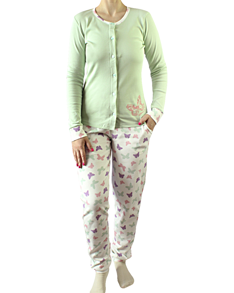 Пижамы для женщин с брюками (длинный рукав/интерлок) 86626