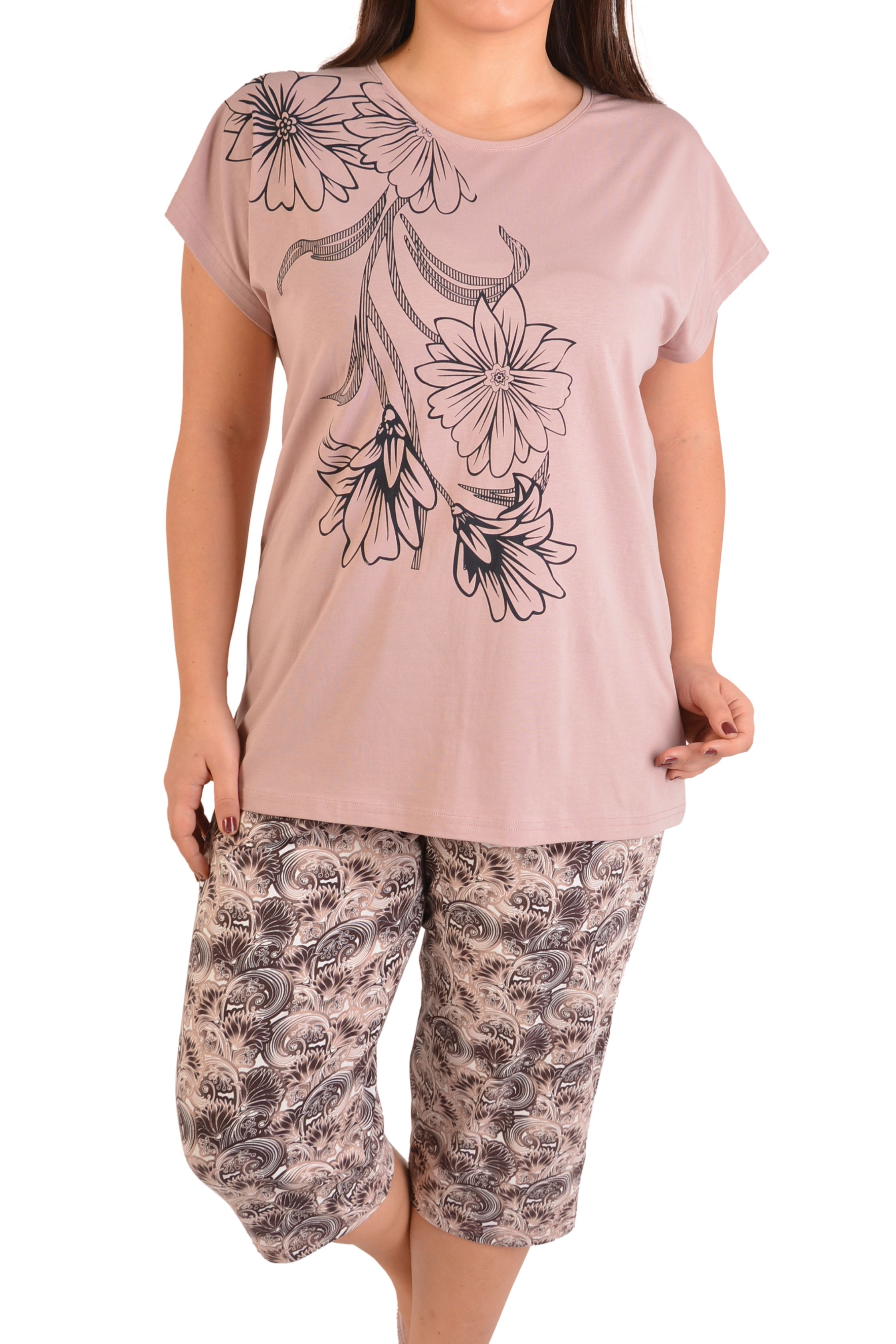 Пижамы для женщин большой размер ( с бриджами/короткий рукав) 36008