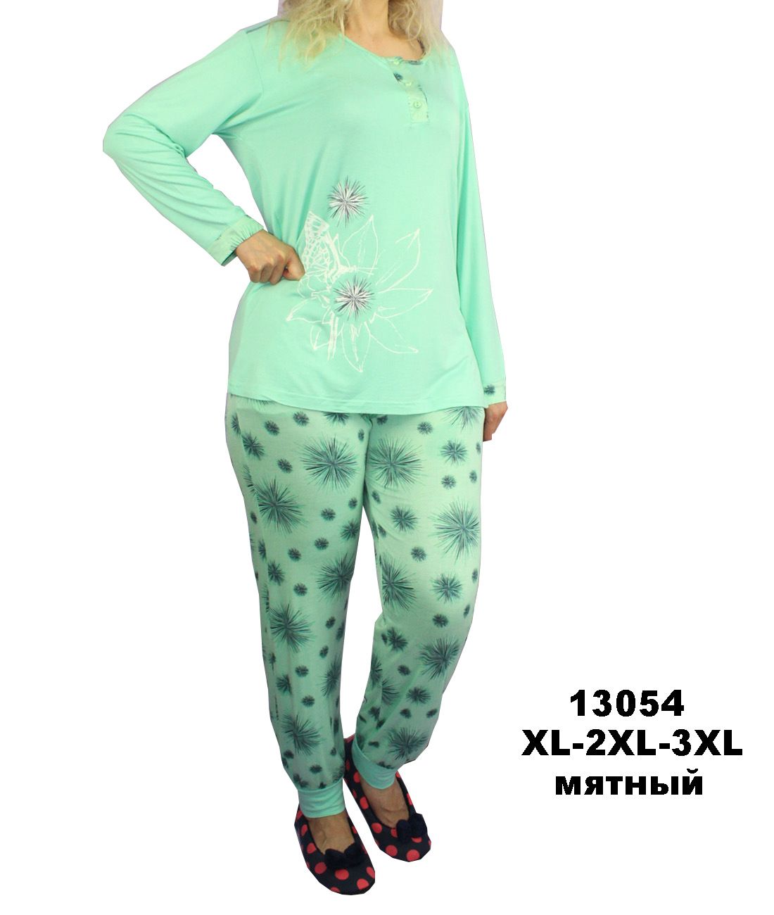Пижамы для женщин большой размер (с бриджами/короткий рукав/вискоза) 13054