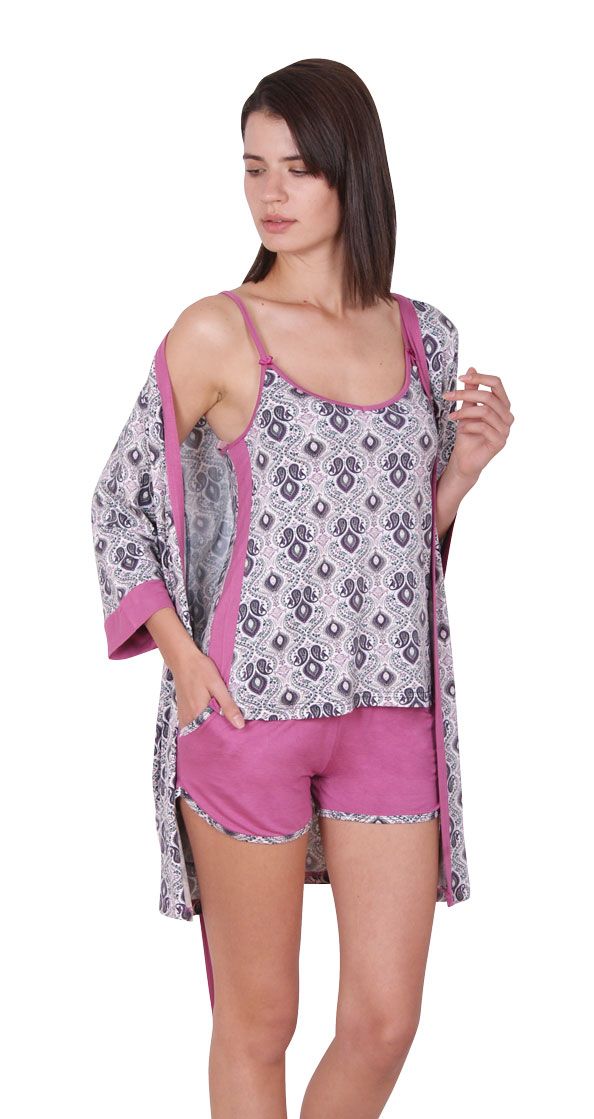 пижамы для женщин с шортами (узкий бретельки/с халатом) 91100