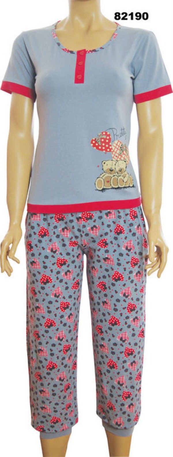 Пижамы для женщин с бриджами (короткий рукав) 82190