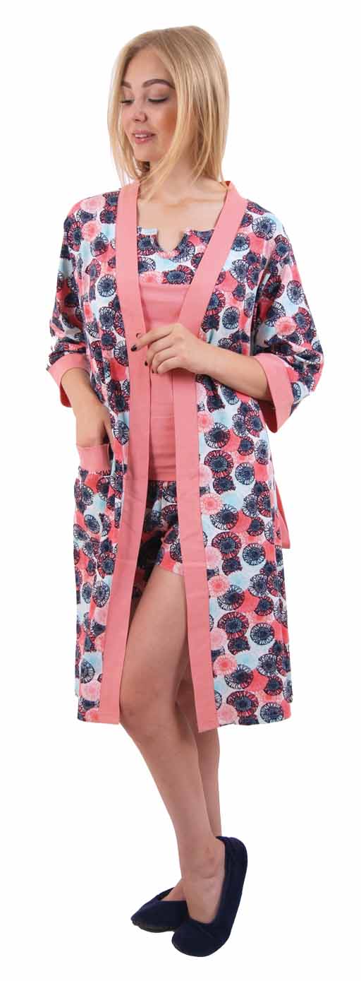 пижамы для женщин с шортами (с халатом) 07222