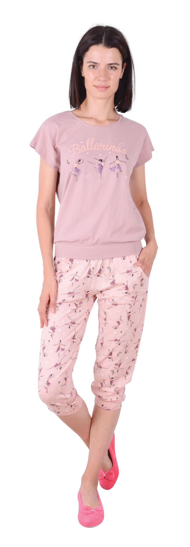 Пижамы для женщин с бриджами (короткий рукав) 82440