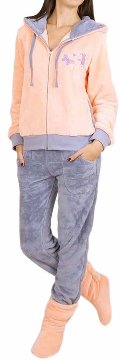 Пижамы для женщин с брюками (длинный рукав/махро/с молнией/с капюшоном) 88083