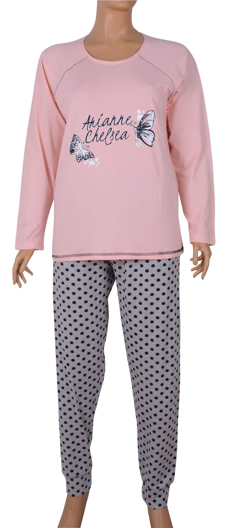 Пижамы для женщин большой размер (с брюками/длинный рукав) 84705