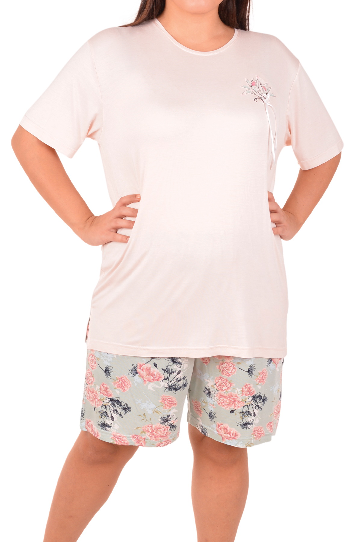 Пижамы для женщин  большой размер ( с шортами/короткий  рукава) 39001