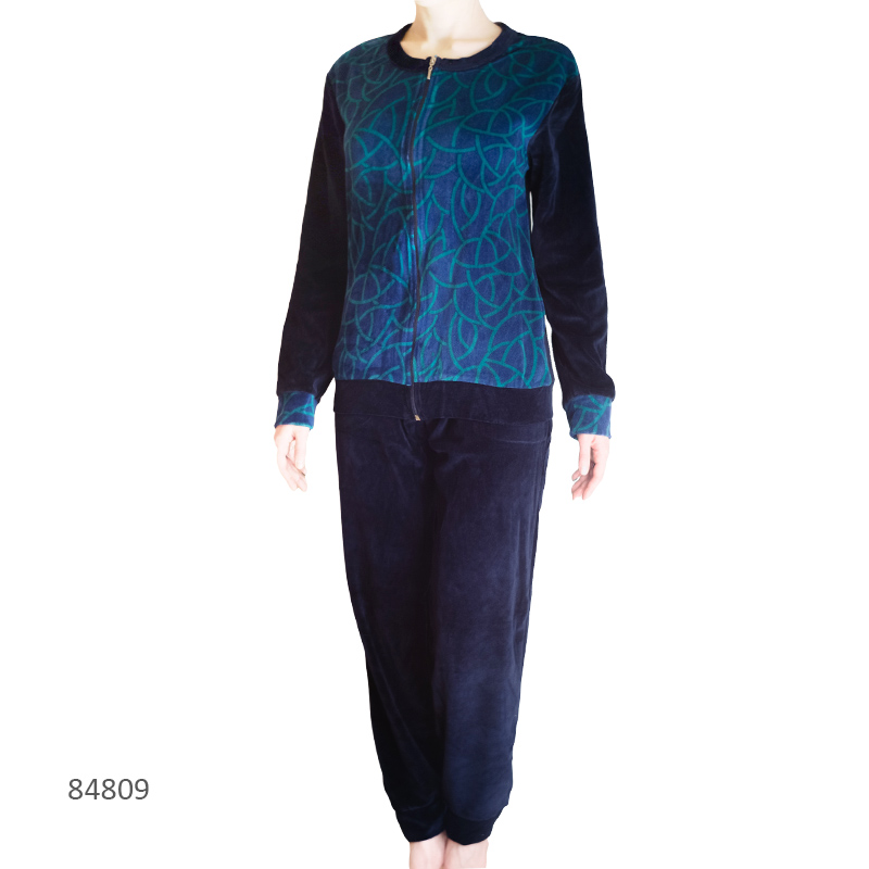 Пижамы для женщин большой размер (с брюками/длинный рукав/велюр) 84809