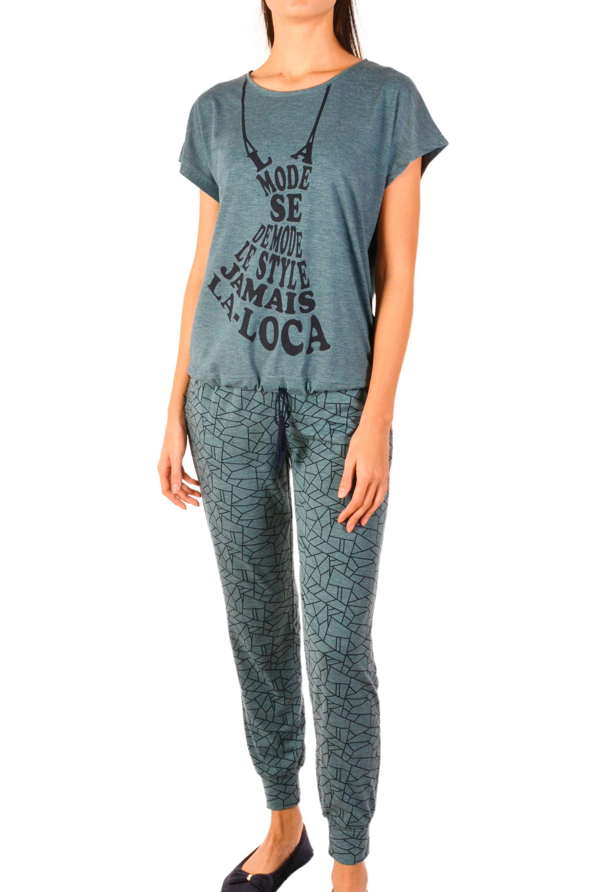 Пижамы для женщин с брюками ( длинный рукав/вискоза) 22008