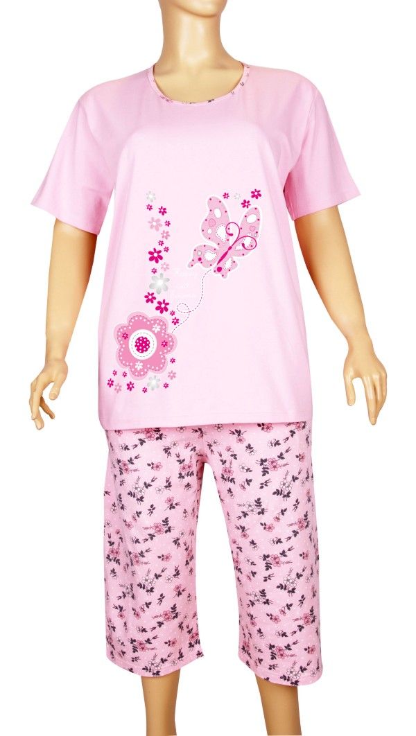 Пижамы для женщин большой размер (с бриджами/короткий рукав) 13025