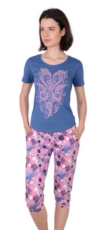 Пижамы для женщин с бриджами (короткий рукав) 82431