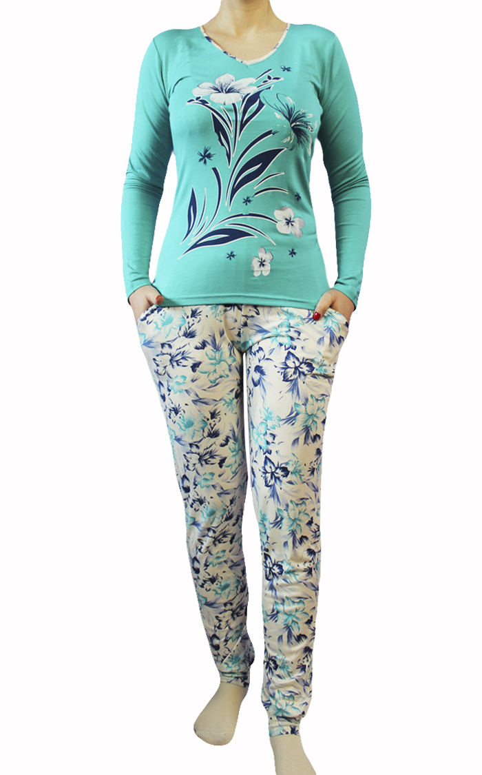 Пижамы для женщин с брюками (длинный рукав/вискоза) 86915