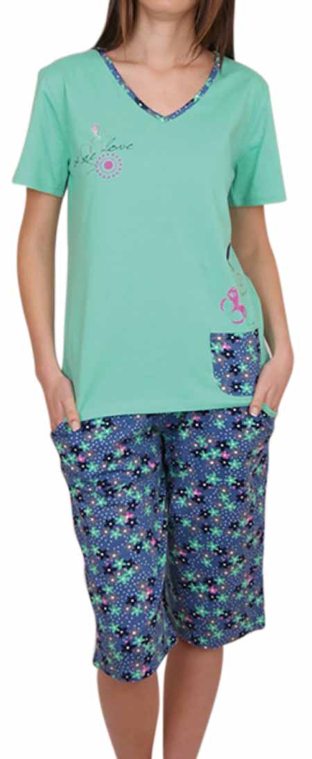Пижамы для женщин с бриджами (короткий рукав) 84936