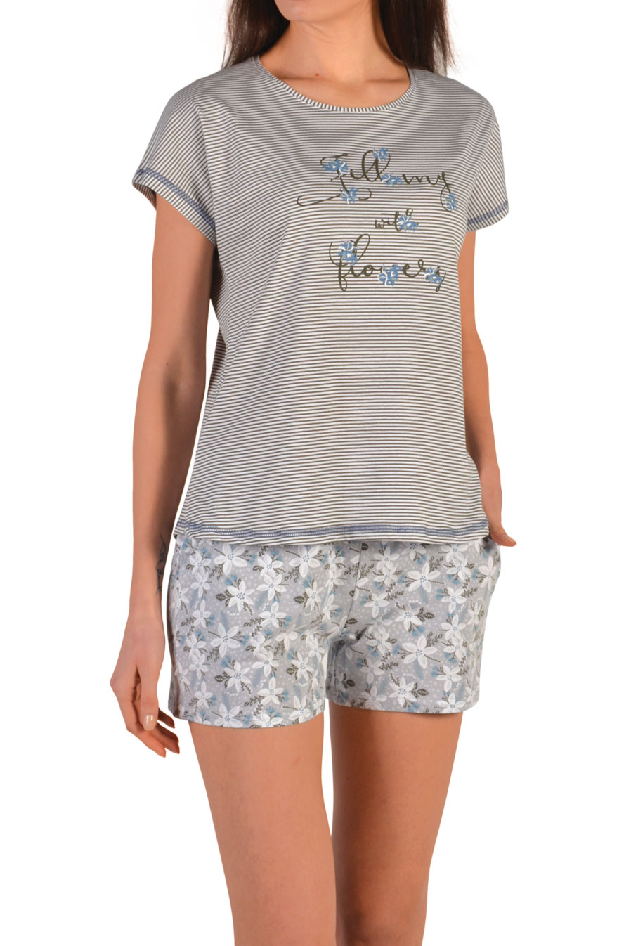 Пижамы для женщин  с шортами ( с футболкой) 60013